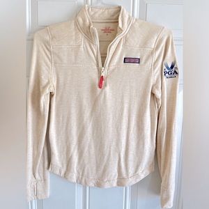 Vineyard‎ Vines PGA Dreamcloth 1/4 Zip Shep Shirt Sweatshirt Valhalla Golf Beige
